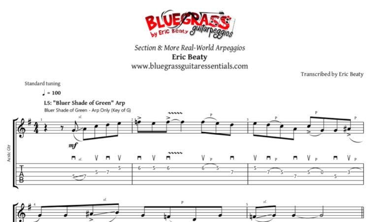 Bluegrass Guitar Tablature by Eric Beaty
